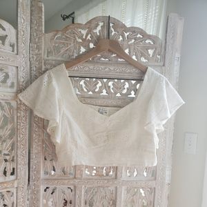 American Eagle Crop Eyelet Top